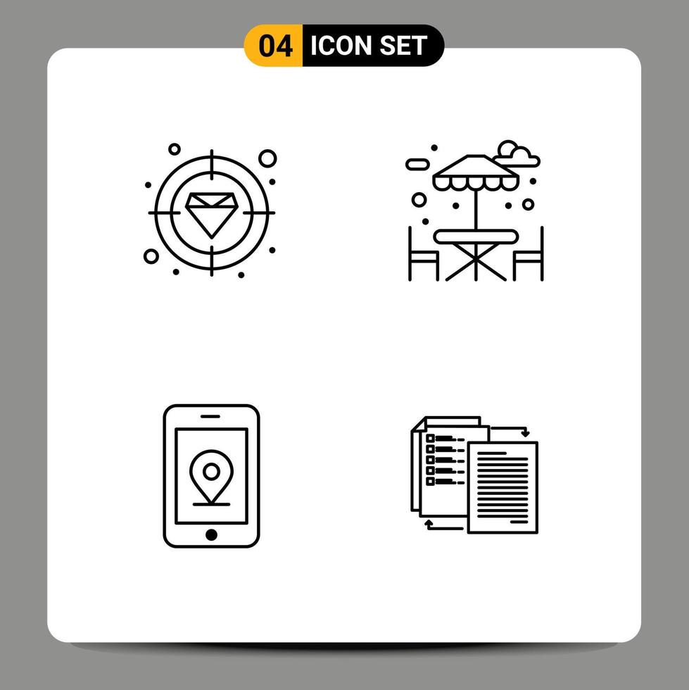 ensemble de 4 pack de couleurs plates remplies commerciales pour l'emplacement du diamant parc cible partager des éléments de conception vectoriels modifiables vecteur