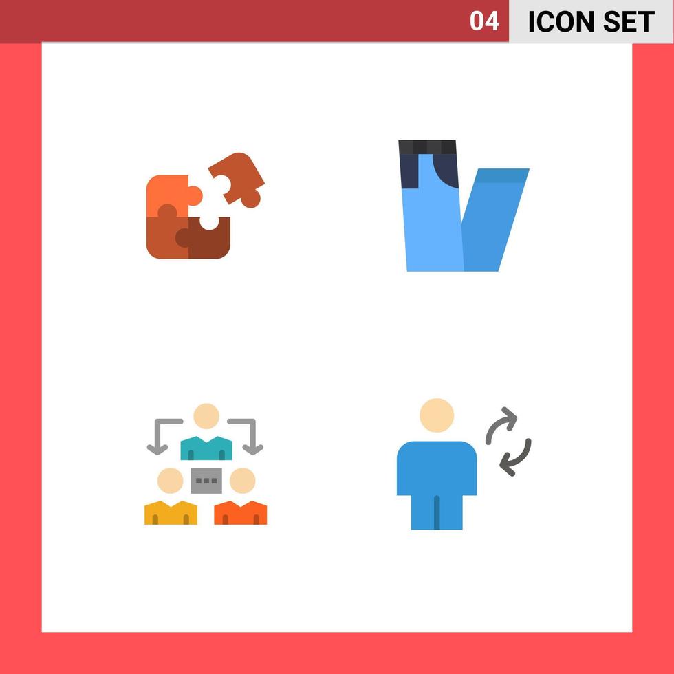 4 signes d'icônes plates universelles symboles de connexion de puzzle correspondent à des éléments de conception vectoriels modifiables de bureau de mode vecteur