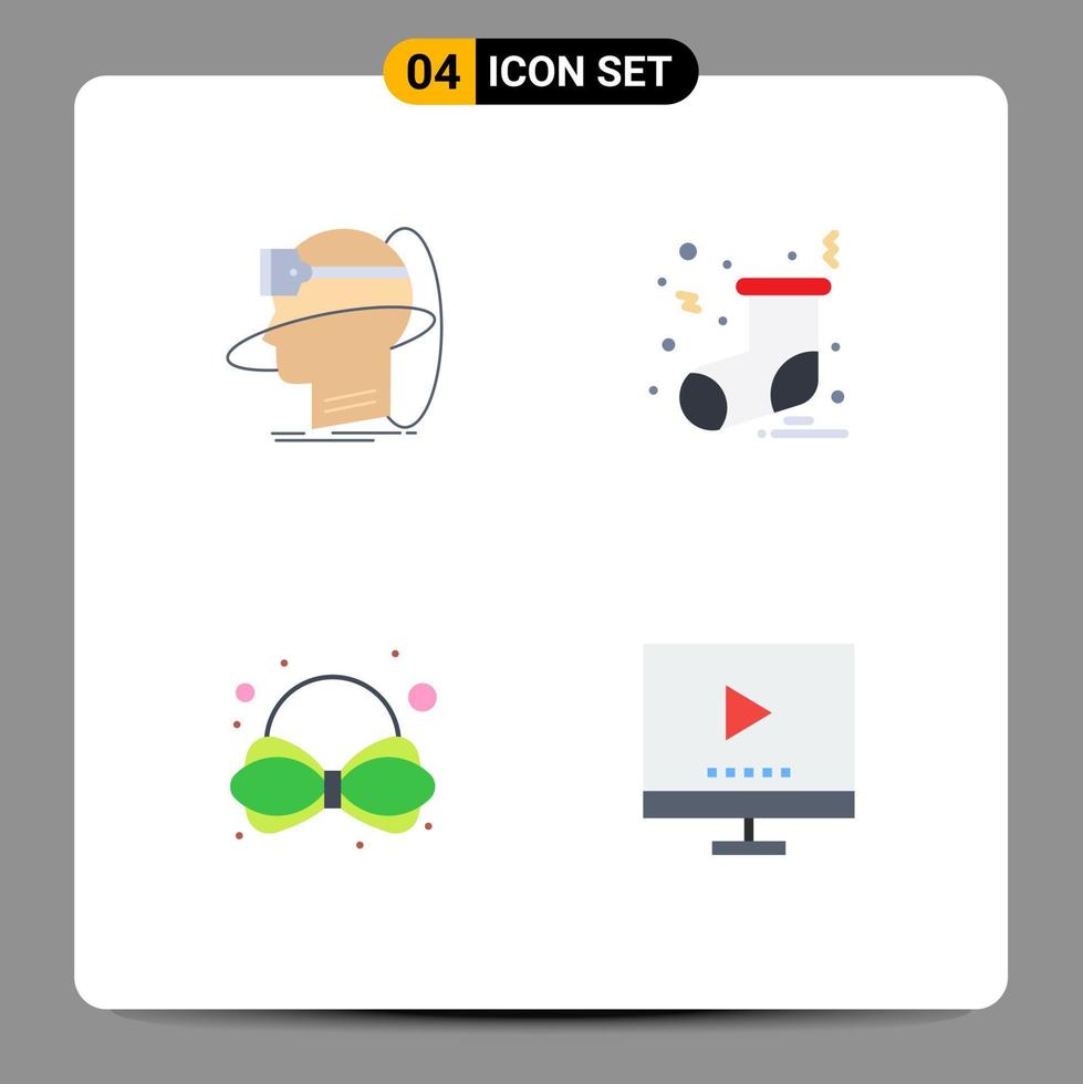 4 concept d'icône plate pour les sites Web mobiles et applications utilisateur d'arc humain cravate de noël éléments de conception vectoriels modifiables vecteur