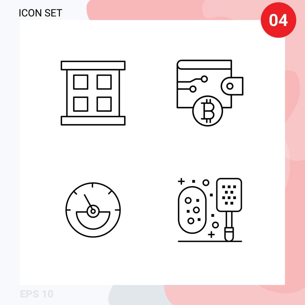 4 icônes créatives signes et symboles modernes de l'énergie du cadre bitcoin ampère salle de bain éléments de conception vectoriels modifiables vecteur