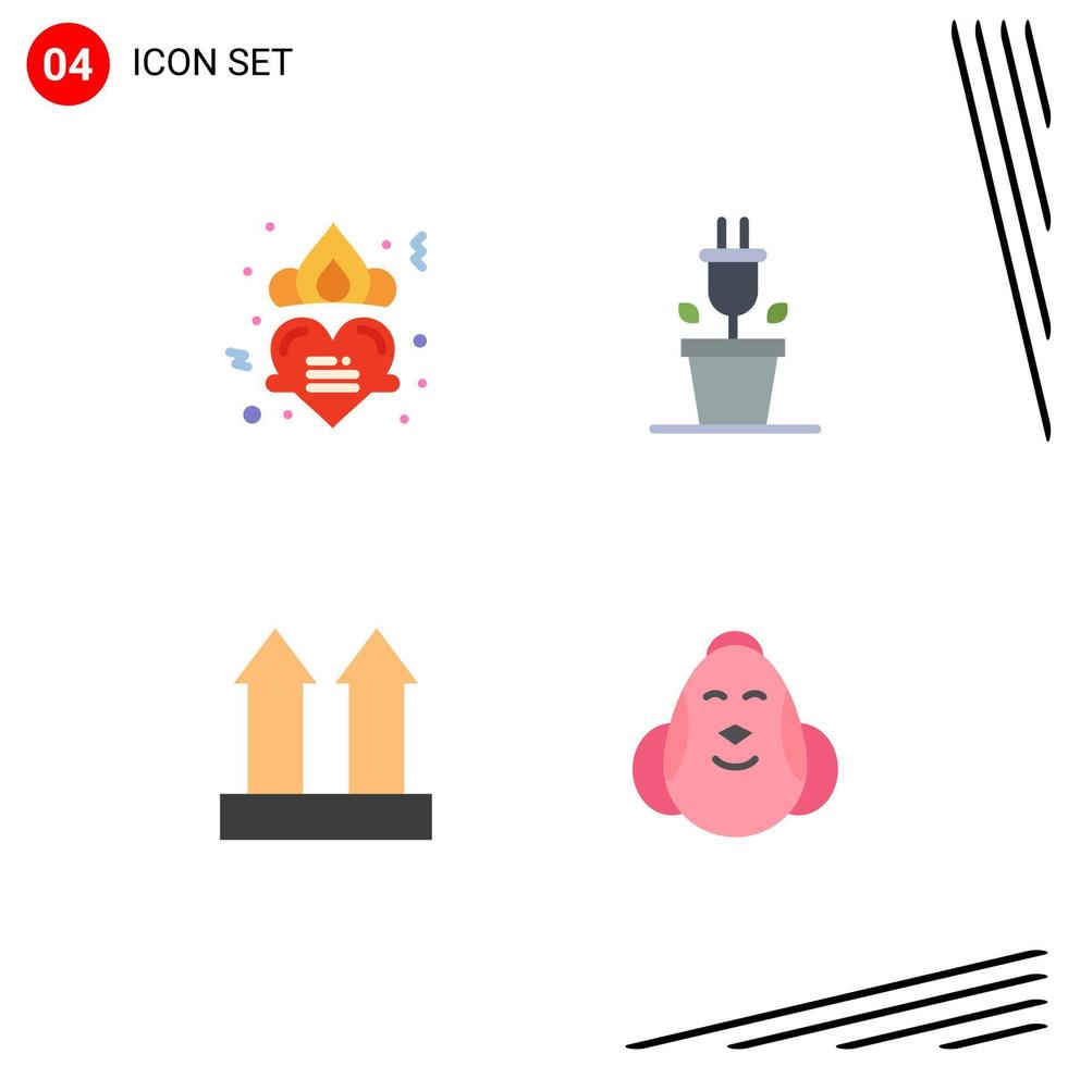 4 pack d'icônes plates d'interface utilisateur de signes et symboles modernes de couronne transport romance technologie oeuf éléments de conception vectoriels modifiables vecteur