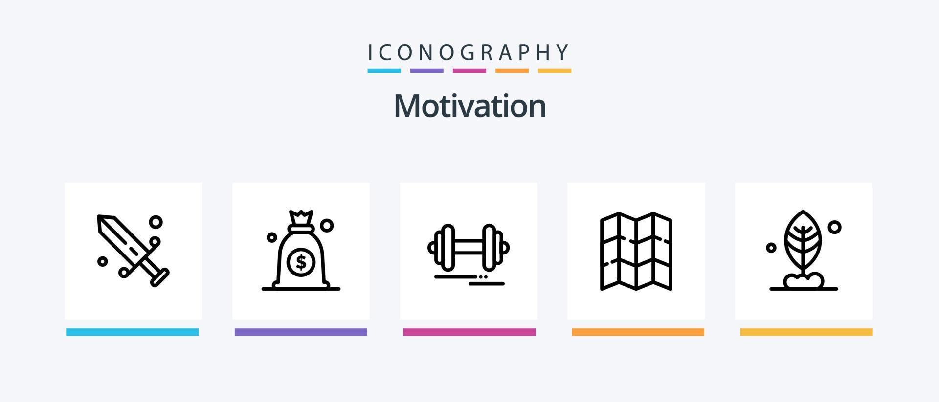pack d'icônes de la ligne de motivation 5, y compris la motivation. se soucier. motivation. construit. motivation. conception d'icônes créatives vecteur