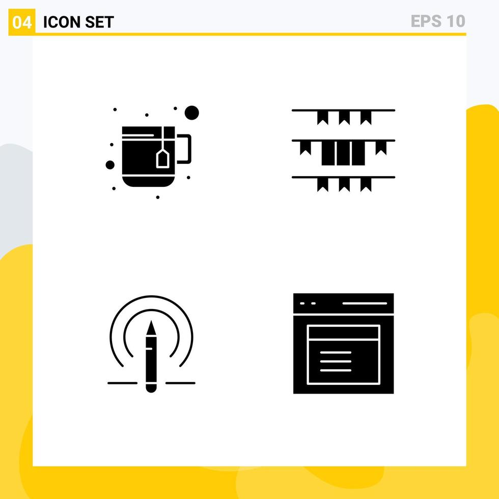 pack de 4 signes et symboles de glyphes solides modernes pour les supports d'impression Web tels que la bannière de crayon de tasse outils d'irlande éléments de conception vectoriels modifiables vecteur