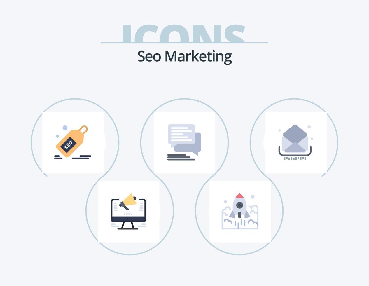 seo marketing pack d'icônes plat 5 conception d'icônes. communication. offre. Commencez. rabais. paquets vecteur