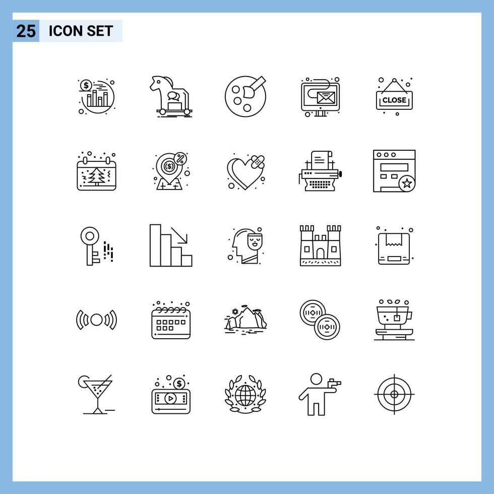 25 lignes universelles définies pour les applications web et mobiles achats fermer dessin newsletter e-mail éléments de conception vectoriels modifiables vecteur