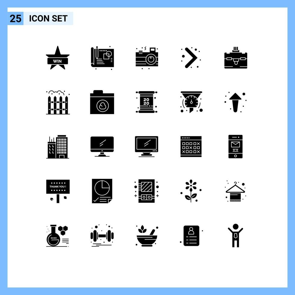 ensemble moderne de 25 glyphes et symboles solides tels que les éléments de conception vectoriels modifiables de navigation de sac de célébration touristique à la maison vecteur