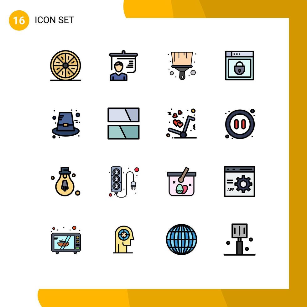 16 icônes créatives signes et symboles modernes de chapeau web sécurité école bouclier internet éléments de conception vectoriels créatifs modifiables vecteur