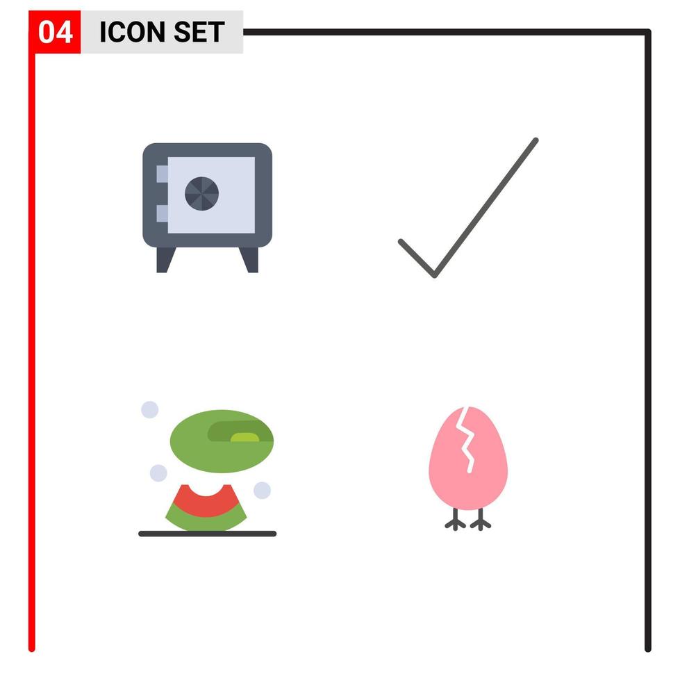 4 interface utilisateur pack d'icônes plates de signes et symboles modernes d'argent poulet chèque melon bébé éléments de conception vectoriels modifiables vecteur