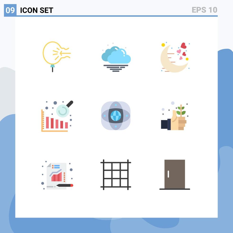 symboles d'icônes universelles groupe de 9 couleurs plates modernes de la terre analyse de données de date artificielle éléments de conception vectoriels modifiables romantiques vecteur