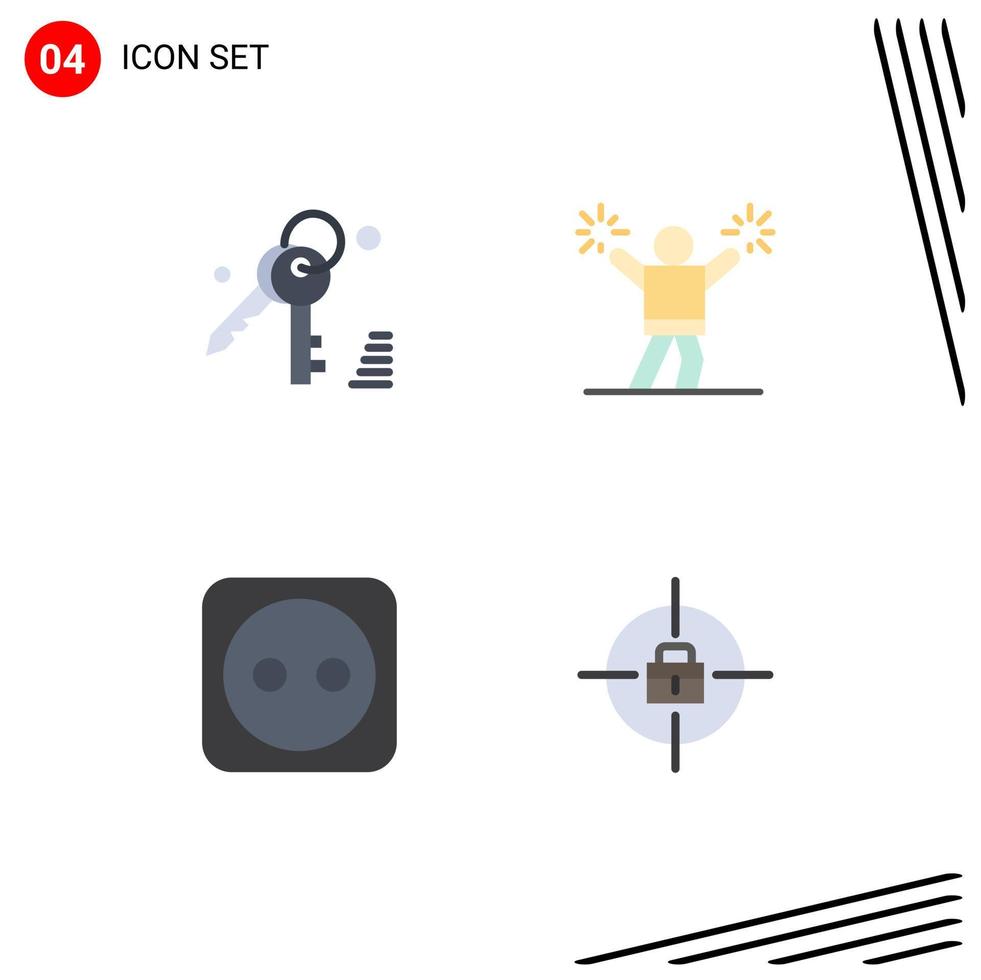 4 icônes créatives signes et symboles modernes des outils gdpr sac de fan de pom-pom girl éléments de conception vectoriels modifiables vecteur