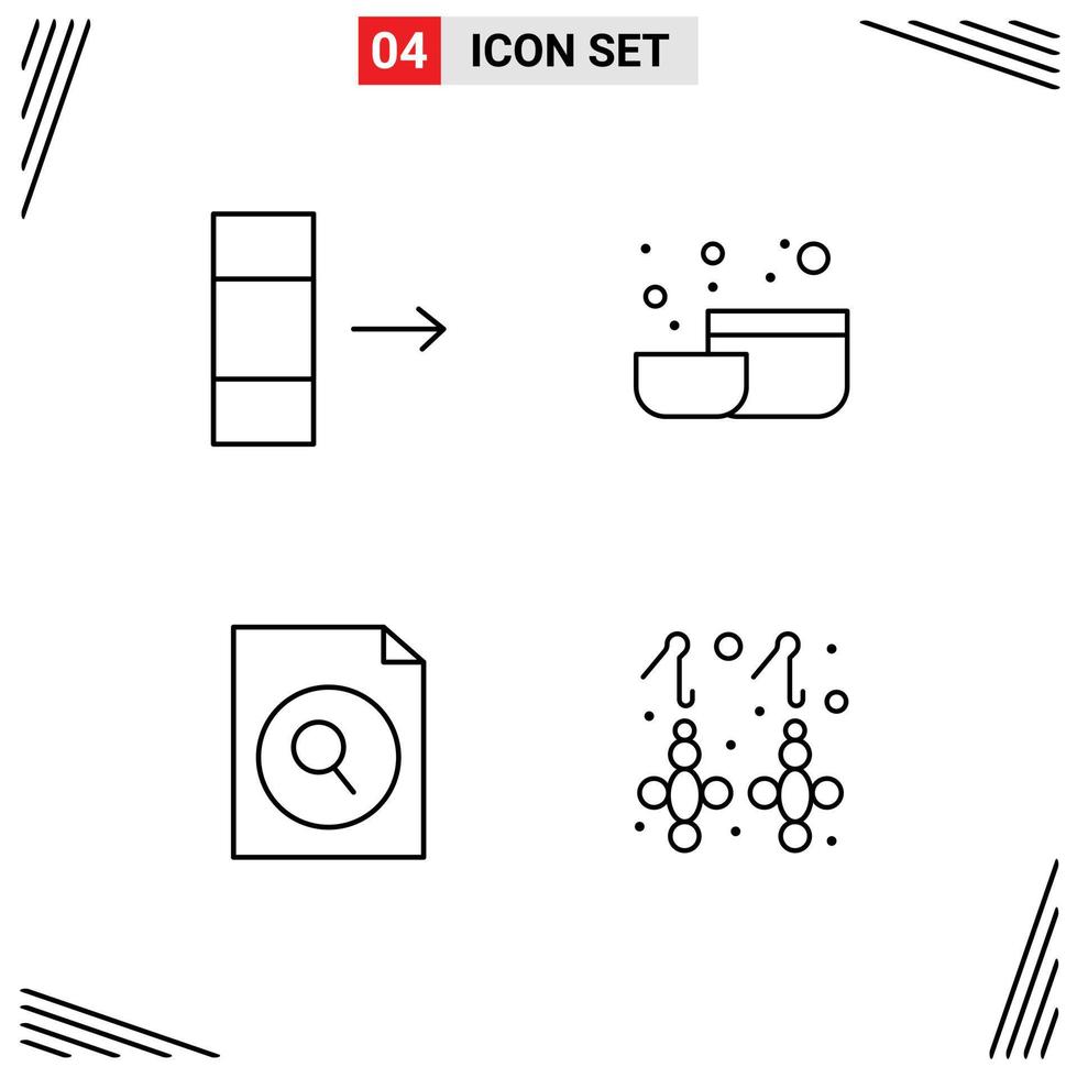 4 pack de ligne d'interface utilisateur de signes et symboles modernes de colonne boucle d'oreille bol document éléments de conception vectoriels modifiables vecteur