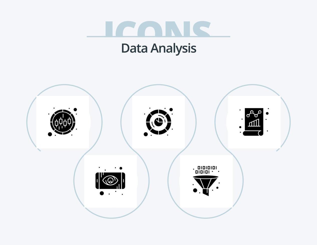 pack d'icônes de glyphe d'analyse de données 5 conception d'icônes. document. numérique. codage. base de données. graphique vecteur