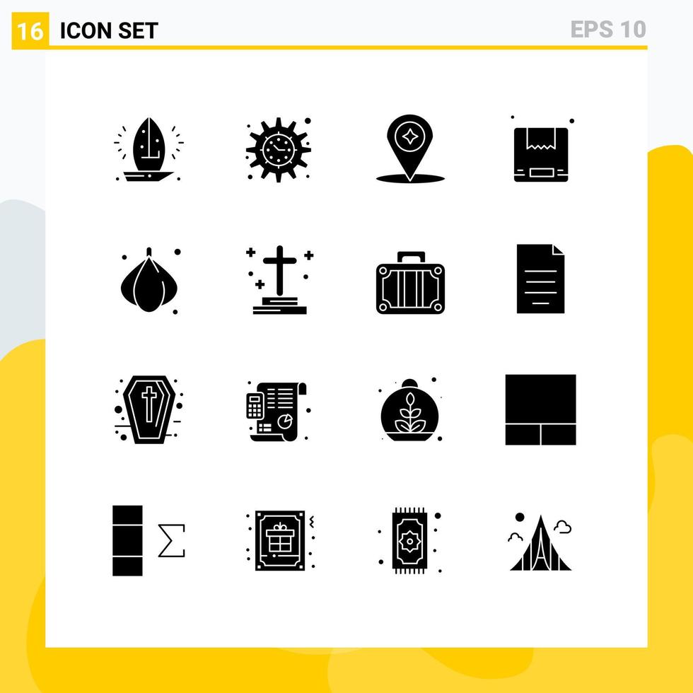 ensemble de 16 symboles d'icônes d'interface utilisateur modernes signes pour le projet d'expédition d'oignon objectif emplacement de livraison éléments de conception vectoriels modifiables vecteur