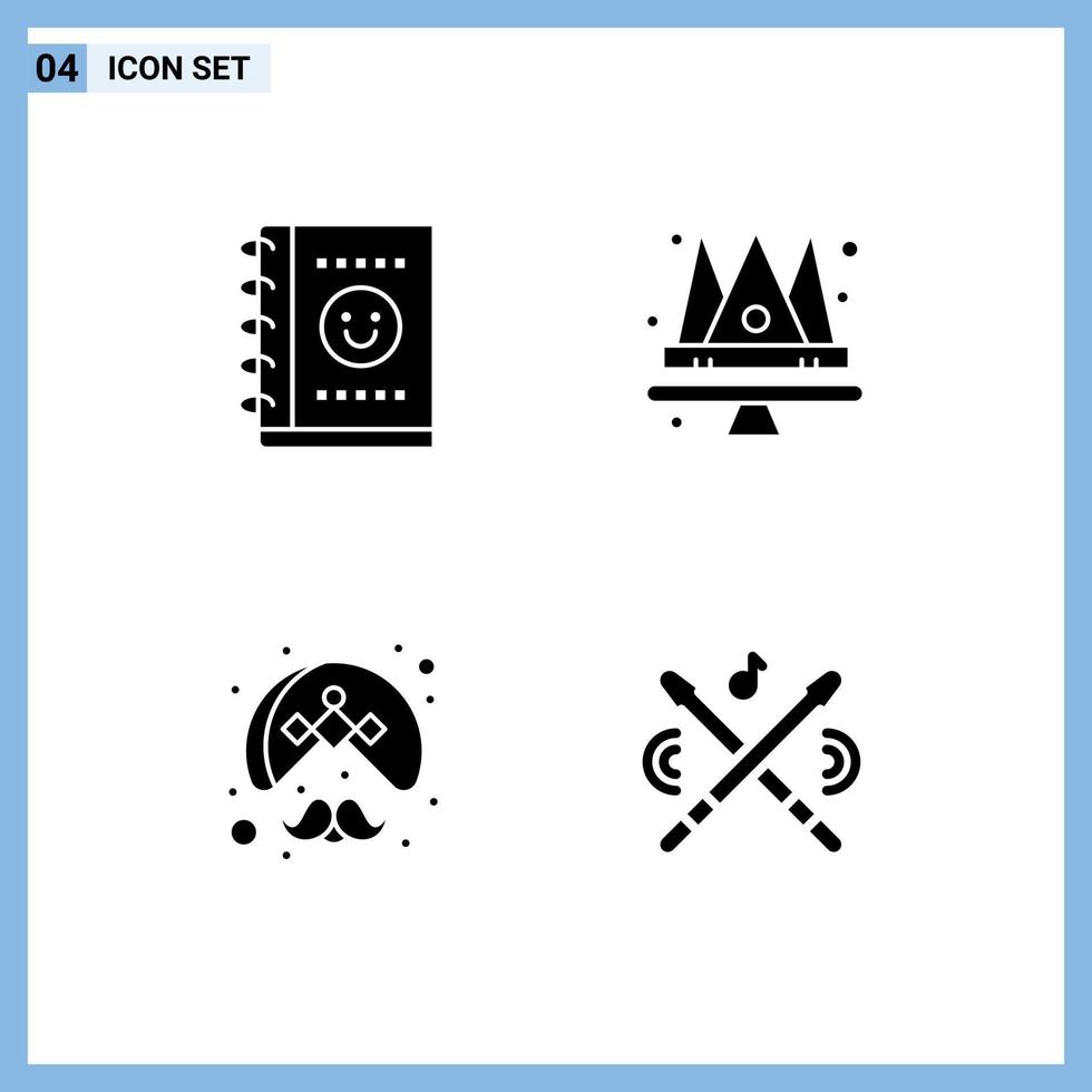 pack d'icônes vectorielles stock de 4 signes et symboles de ligne pour ordinateur portable personne couronne reine portant des éléments de conception vectoriels modifiables vecteur