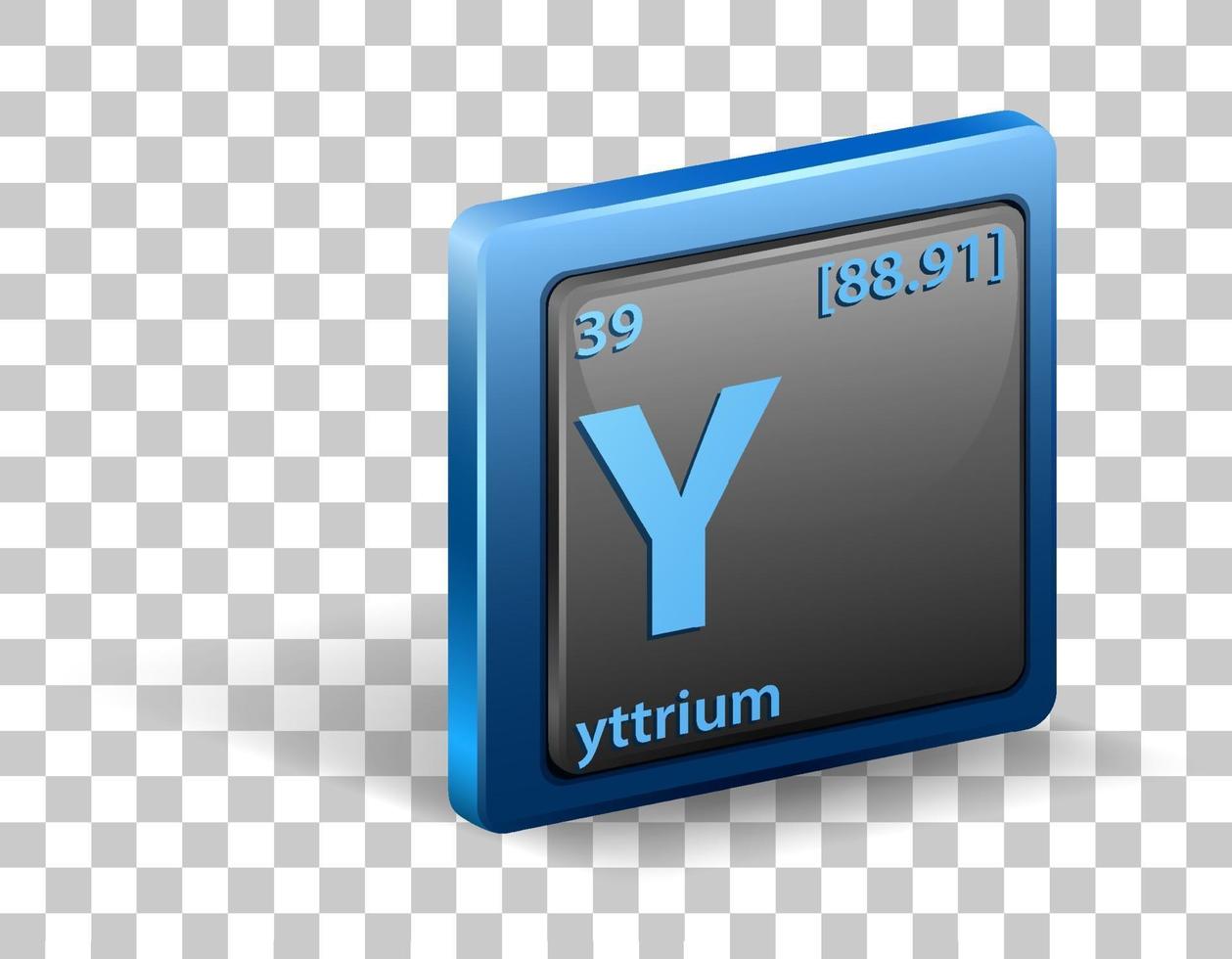 élément chimique yttrium. symbole chimique avec numéro atomique et masse atomique. vecteur