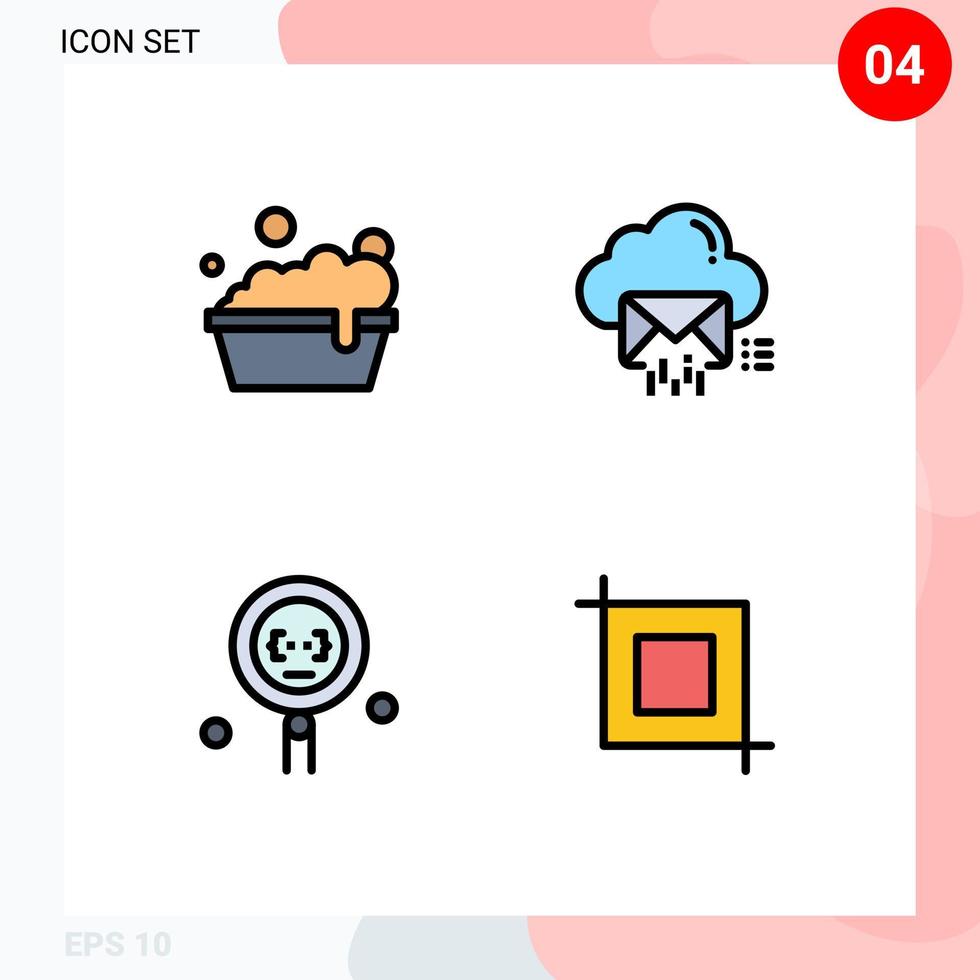 groupe de 4 signes et symboles de couleurs plates remplies pour le bol développer des éléments de conception vectoriels modifiables de programmation de données en nuage vecteur