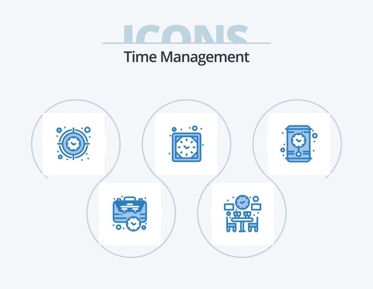 pack d'icônes bleues de gestion du temps 5 conception d'icônes. montre. minuteur. temps. horloge. temps vecteur