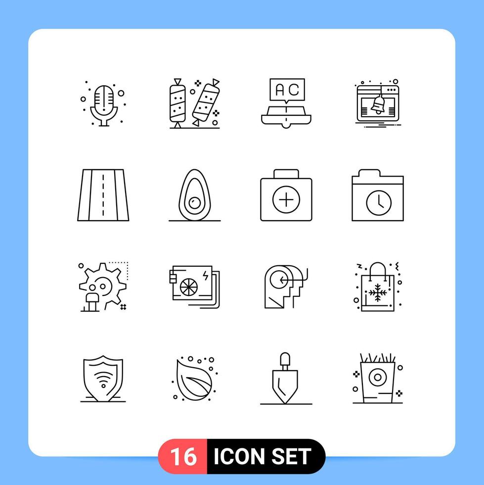 groupe de 16 contours des signes et des symboles pour l'étude de l'activité du livre d'avis de perspective éléments de conception vectoriels modifiables vecteur