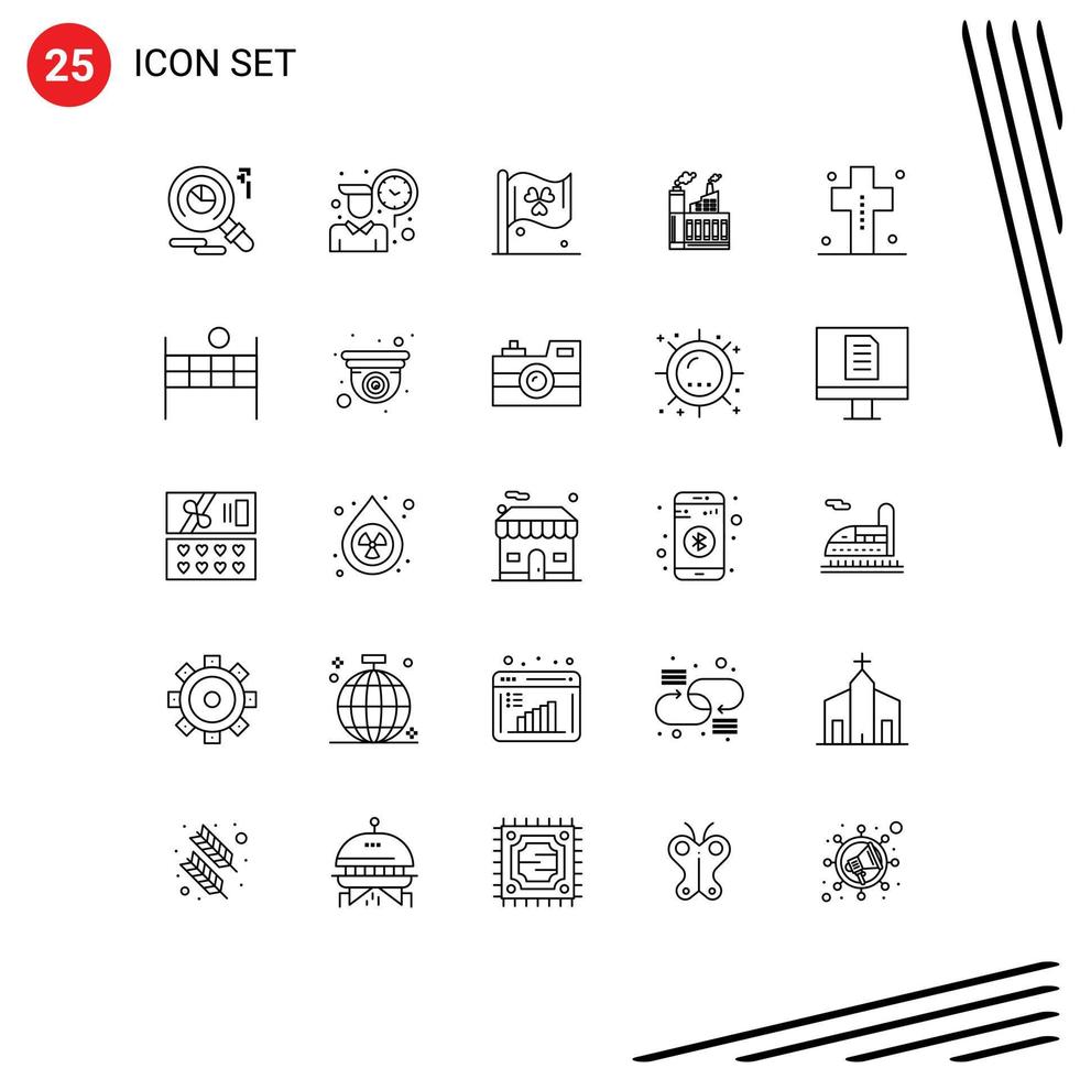 ensemble de 25 symboles d'icônes d'interface utilisateur modernes signes pour signe de costume de cimetière construction de fumée éléments de conception vectoriels modifiables vecteur