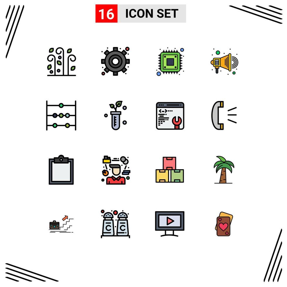16 icônes créatives signes et symboles modernes de tube math cpu abacus promotion éléments de conception vectoriels créatifs modifiables vecteur