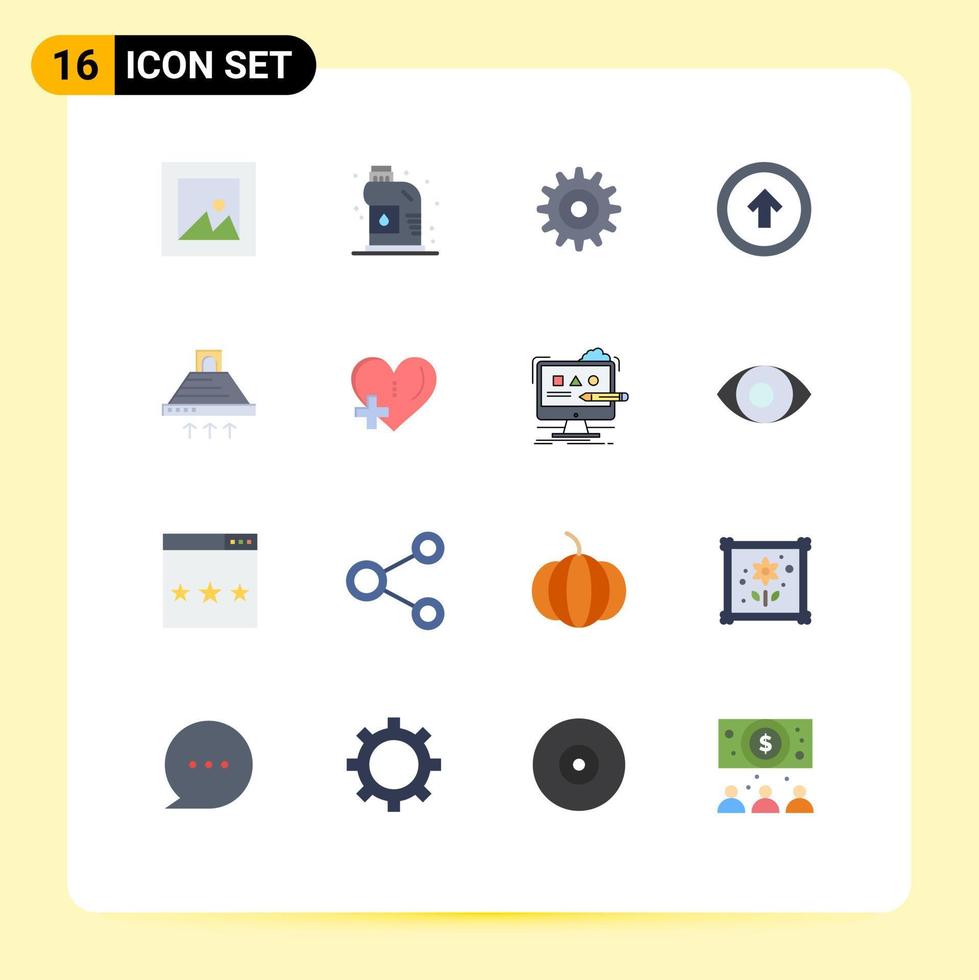 16 couleurs plates universelles définies pour les applications web et mobiles hotte de cuisine configuration d'un pack d'éléments de conception vectoriels créatifs modifiables par l'utilisateur vecteur