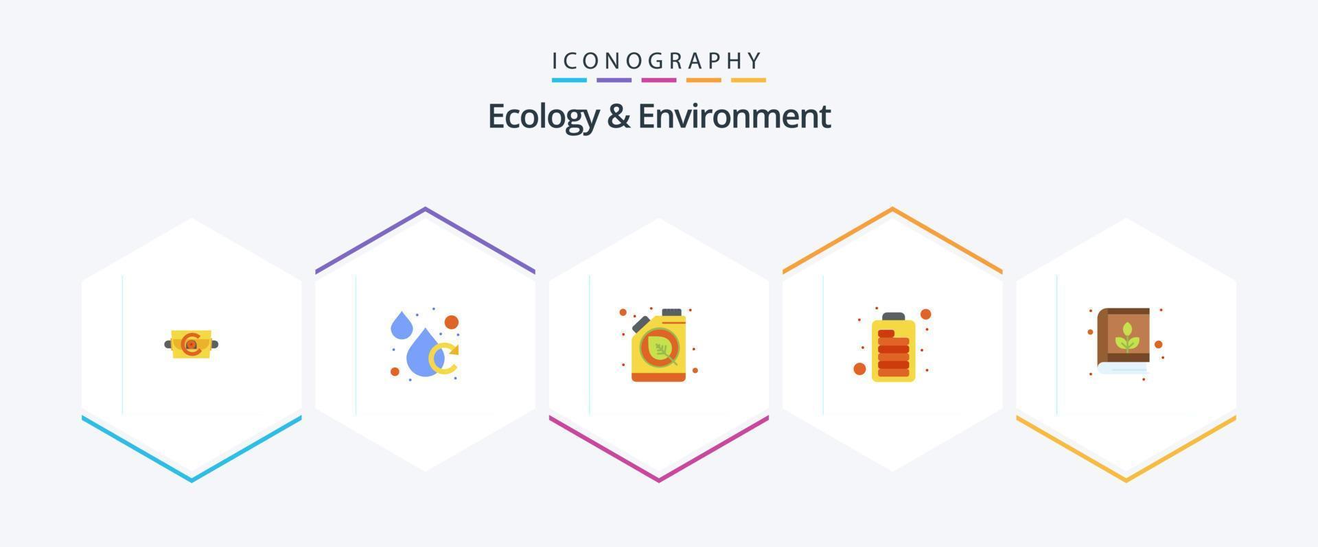 écologie et environnement pack de 25 icônes plates comprenant l'environnement. optimisation. conventionnel. moteur. batterie vecteur