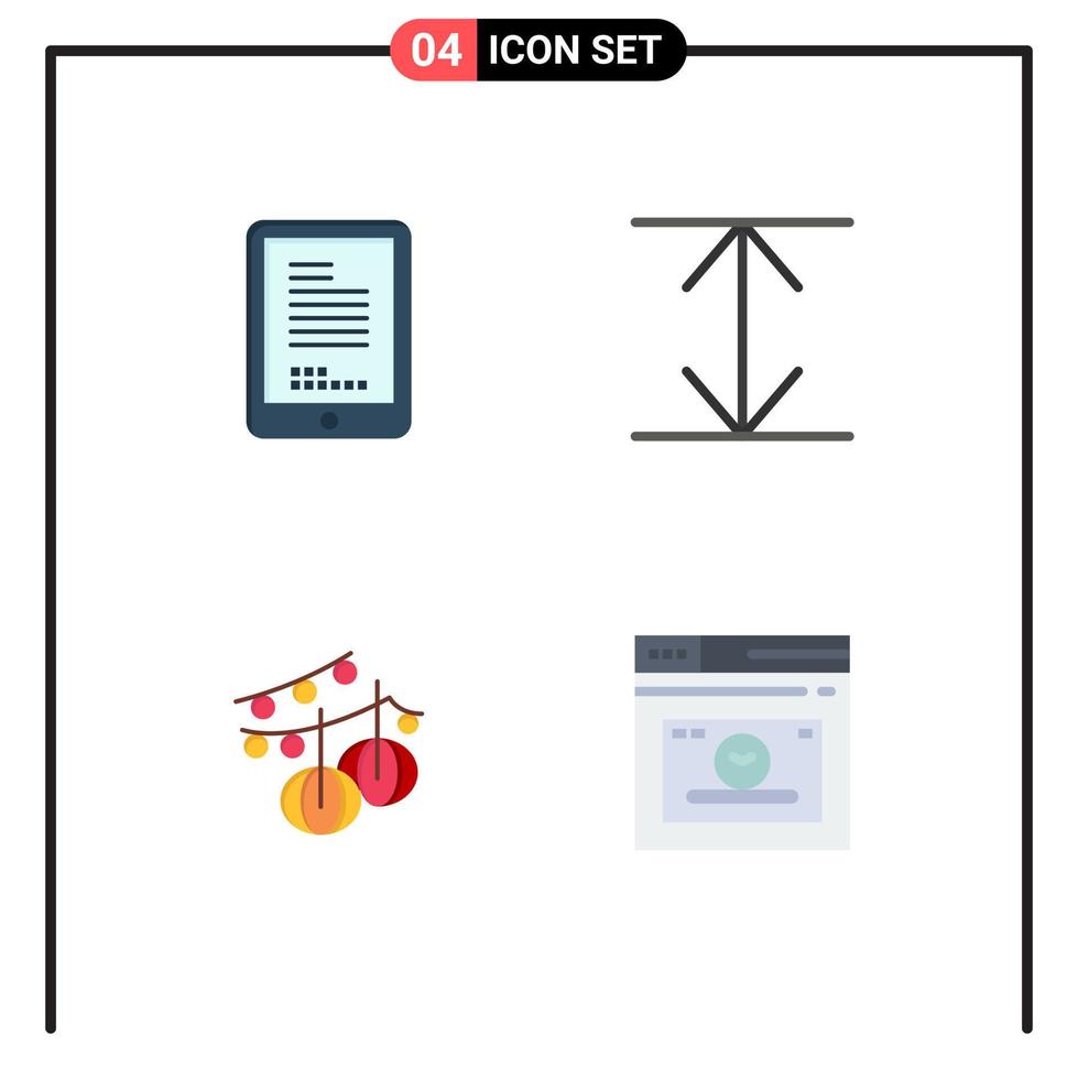 groupe de 4 icônes plates signes et symboles pour la page de décoration de cellule de lanterne mobile éléments de conception vectoriels modifiables vecteur