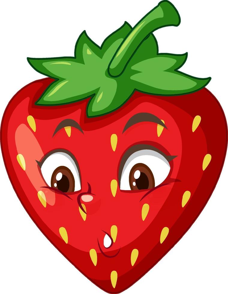 personnage de dessin animé de fraise avec expression faciale vecteur
