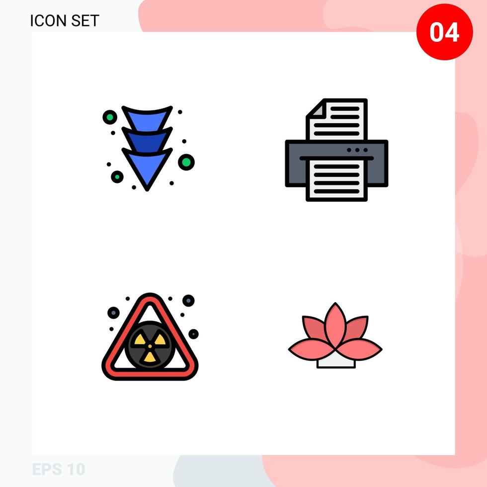4 icônes créatives signes et symboles modernes de dispositif de fleur de flèche éléments de conception vectoriels modifiables de lotus nucléaire vecteur