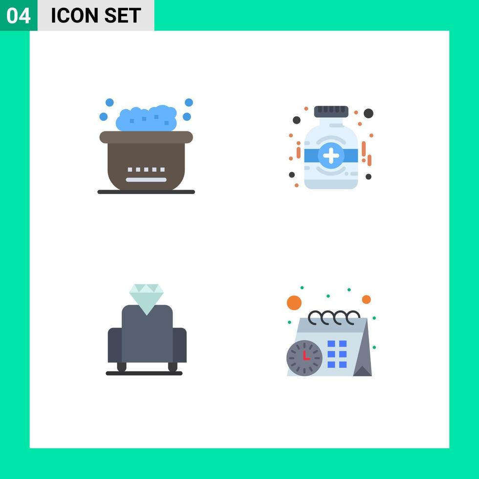 4 icône plate universelle signes symboles d'animaux film calendrier de médecine propre éléments de conception vectoriels modifiables vecteur