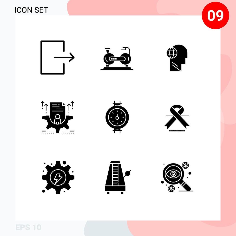 symboles d'icônes universels groupe de 9 glyphes solides modernes de profil de configuration cv d'entreprise pensez éléments de conception vectoriels modifiables vecteur