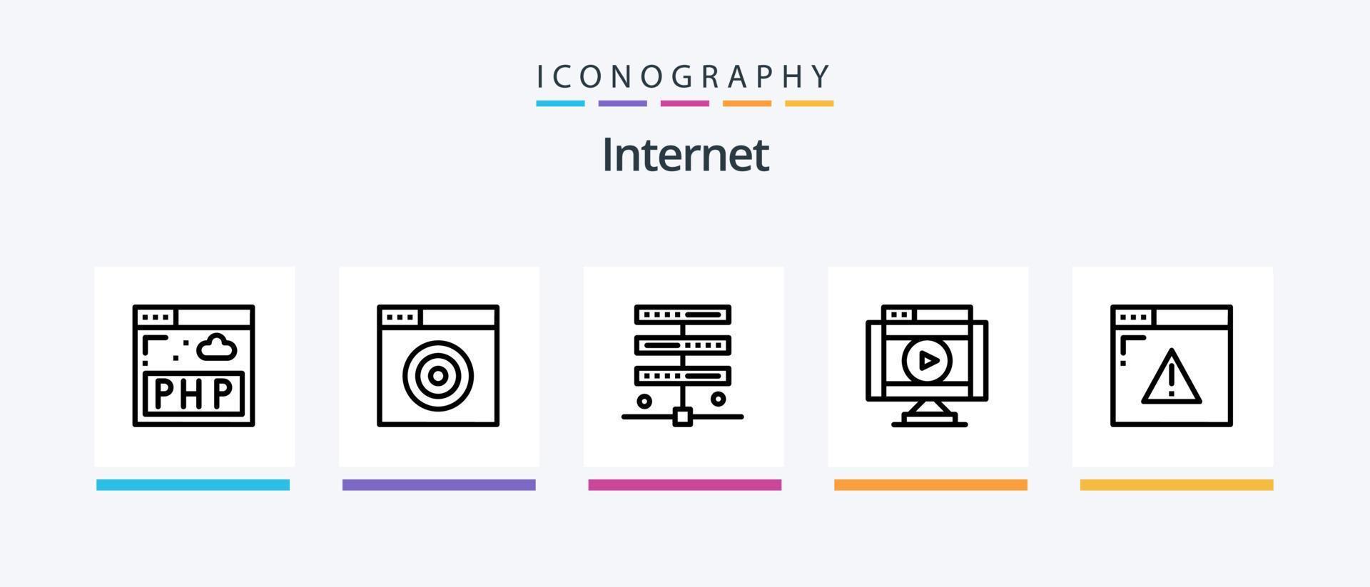 Pack d'icônes Internet Line 5, y compris l'hébergement. programme. page web. php. arrêt. conception d'icônes créatives vecteur