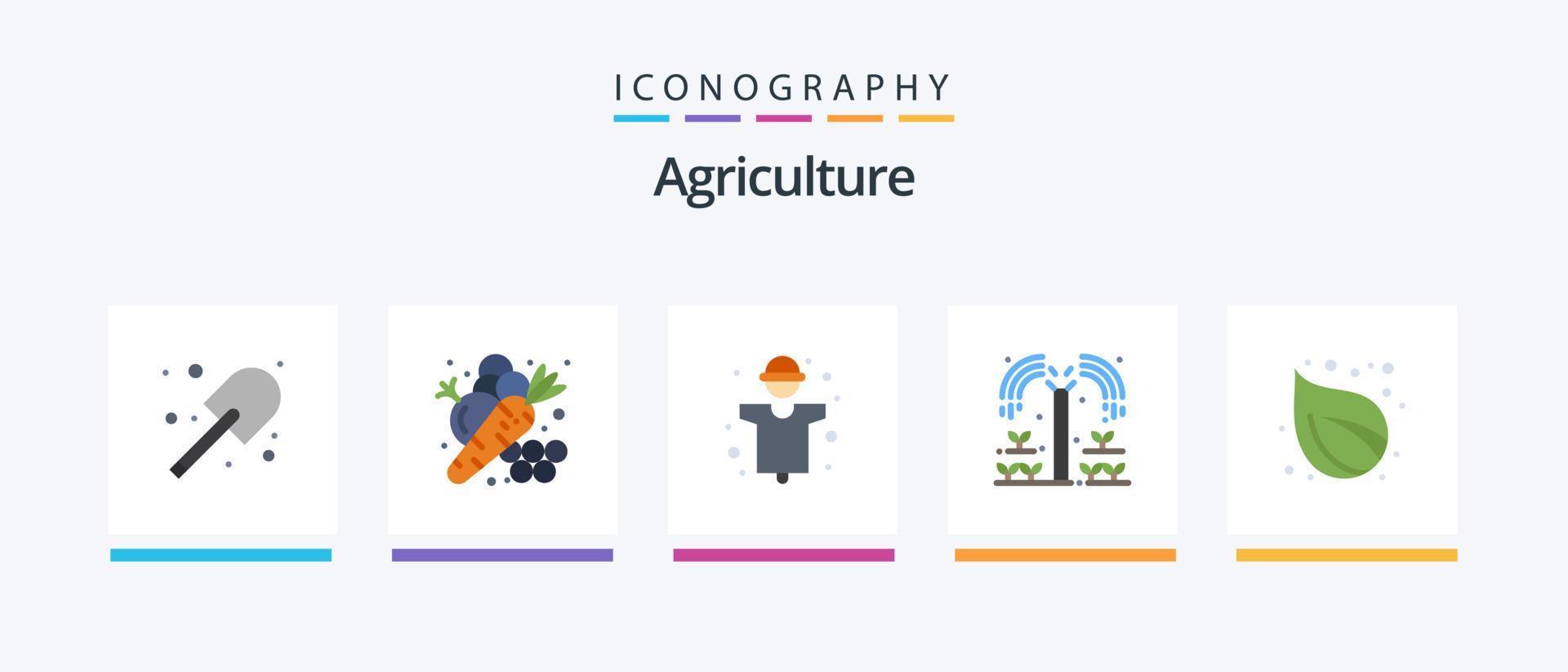 pack d'icônes plat 5 pour l'agriculture, y compris la plante. producteur. légume. agriculture. homme. conception d'icônes créatives vecteur