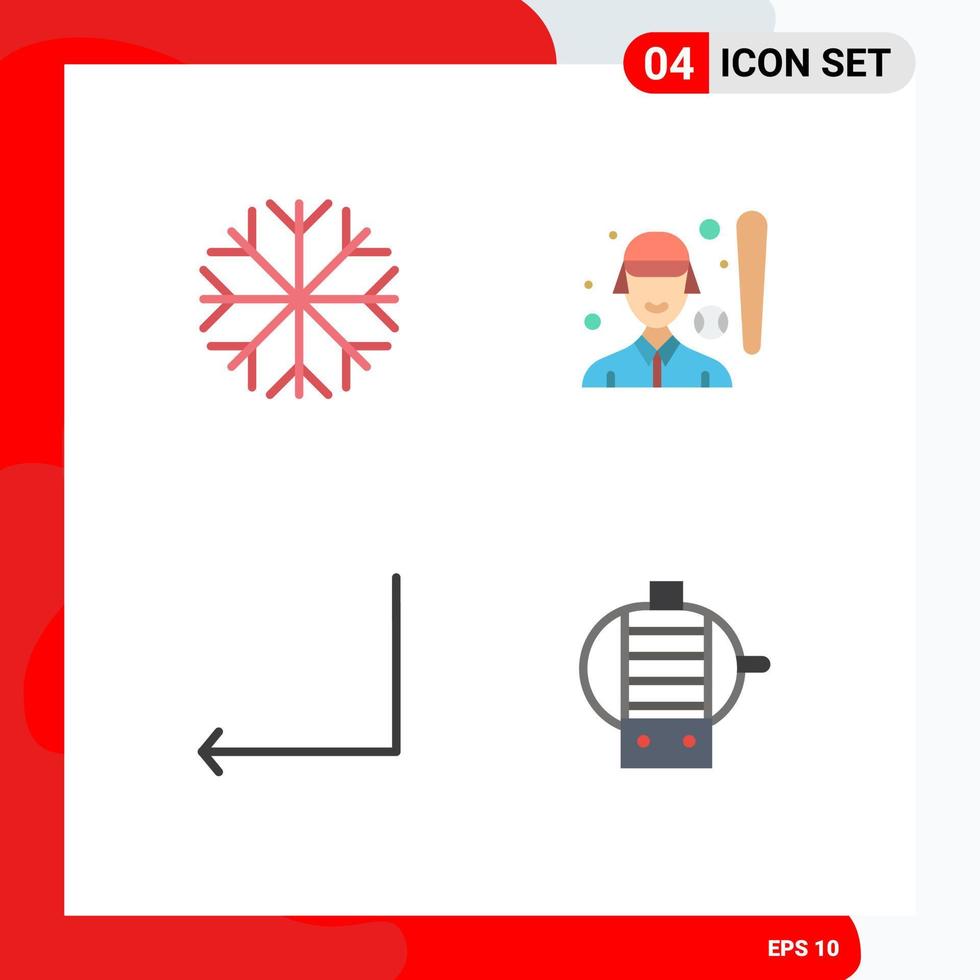 4 icônes créatives signes et symboles modernes de la nature dos joueur de baseball électrique éléments de conception vectoriels modifiables vecteur