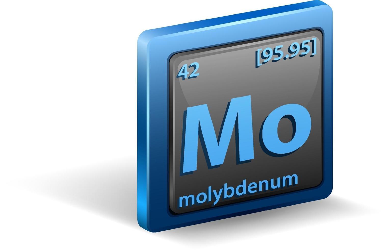 élément chimique de molybdène. symbole chimique avec numéro atomique et masse atomique. vecteur