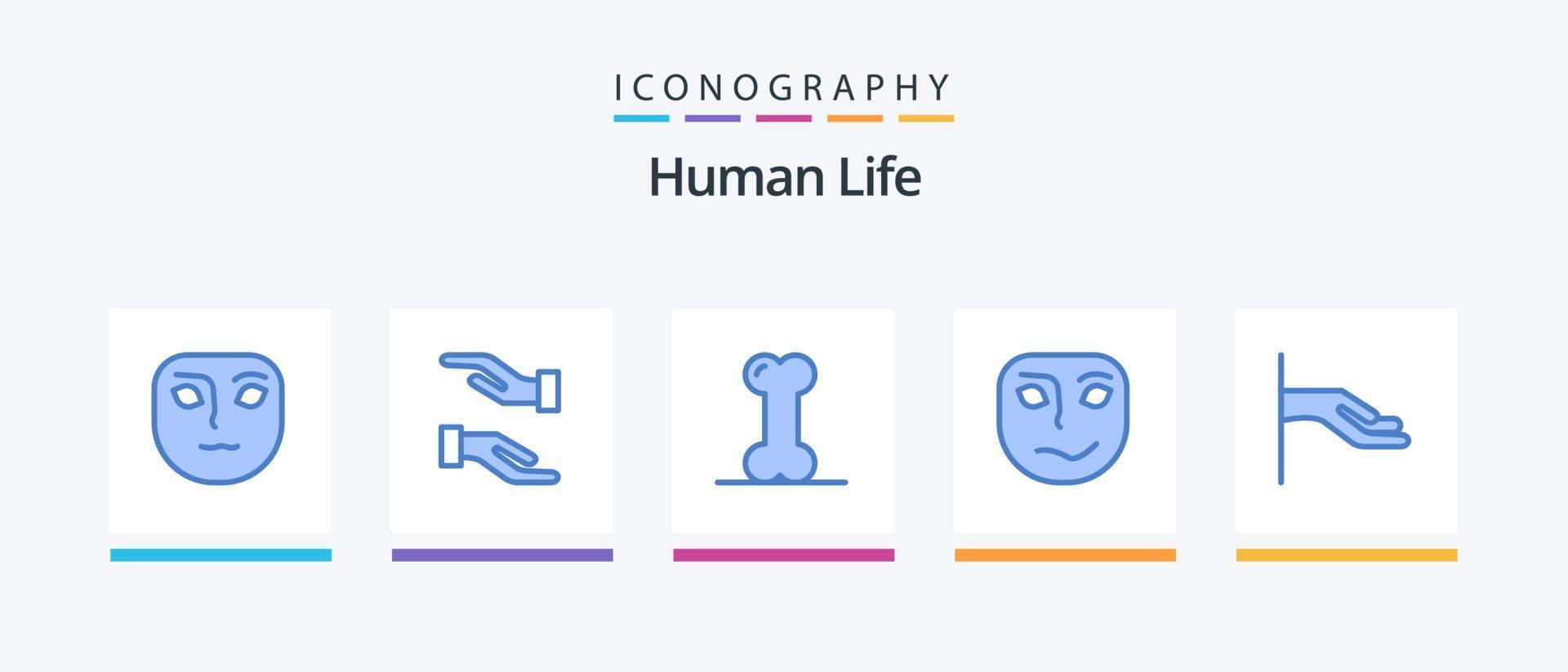 pack d'icônes bleu humain 5 comprenant. main. humain. aumône. affronter. conception d'icônes créatives vecteur