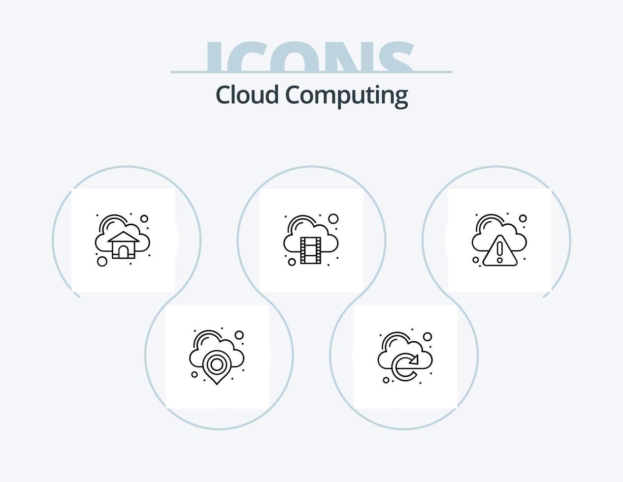 pack d'icônes de ligne de cloud computing 5 conception d'icônes. configuration. technologie. nuage. stockage. nuage vecteur