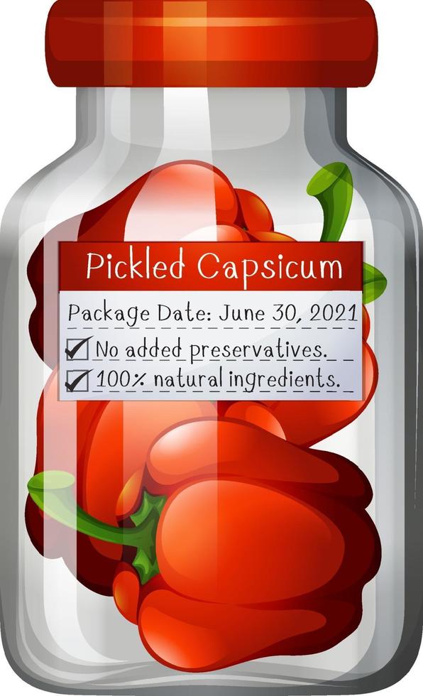 capsicum conserver dans un bocal en verre vecteur