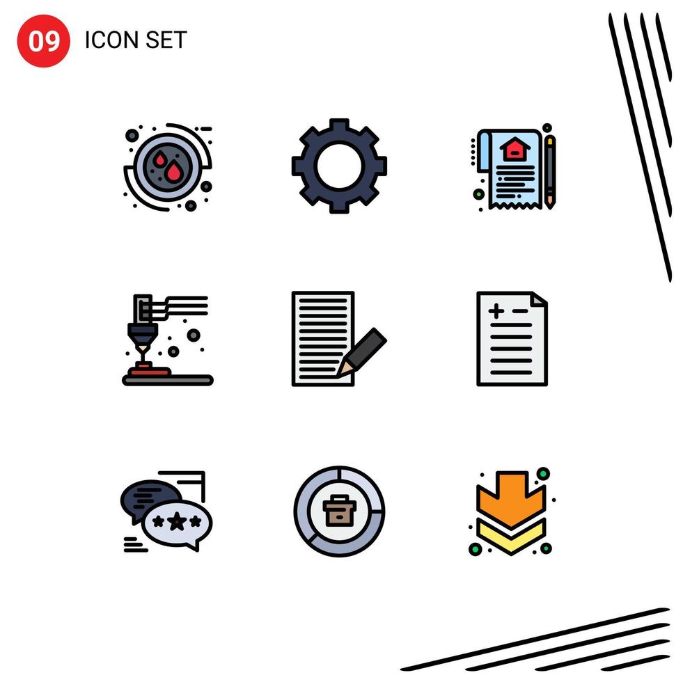 interface utilisateur pack de 9 couleurs plates de base remplies de document en plastique de communication contrat d'équipement éléments de conception vectoriels modifiables vecteur