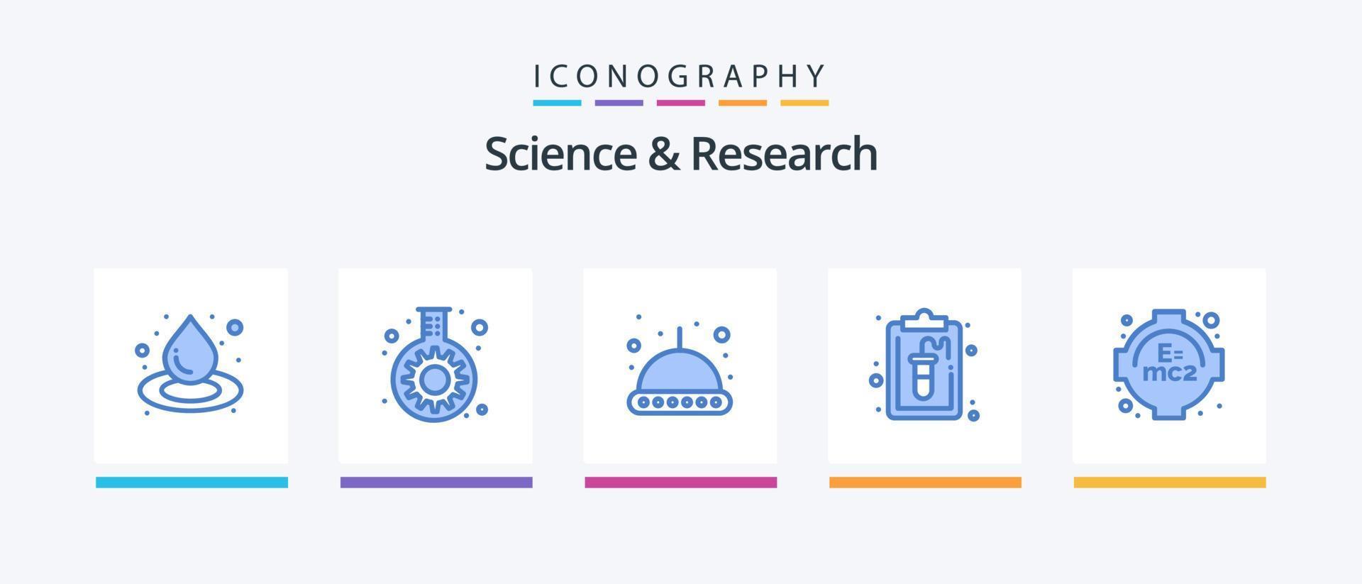 pack d'icônes bleu science 5 comprenant. apprentissage. espace. formule. enregistrer. conception d'icônes créatives vecteur