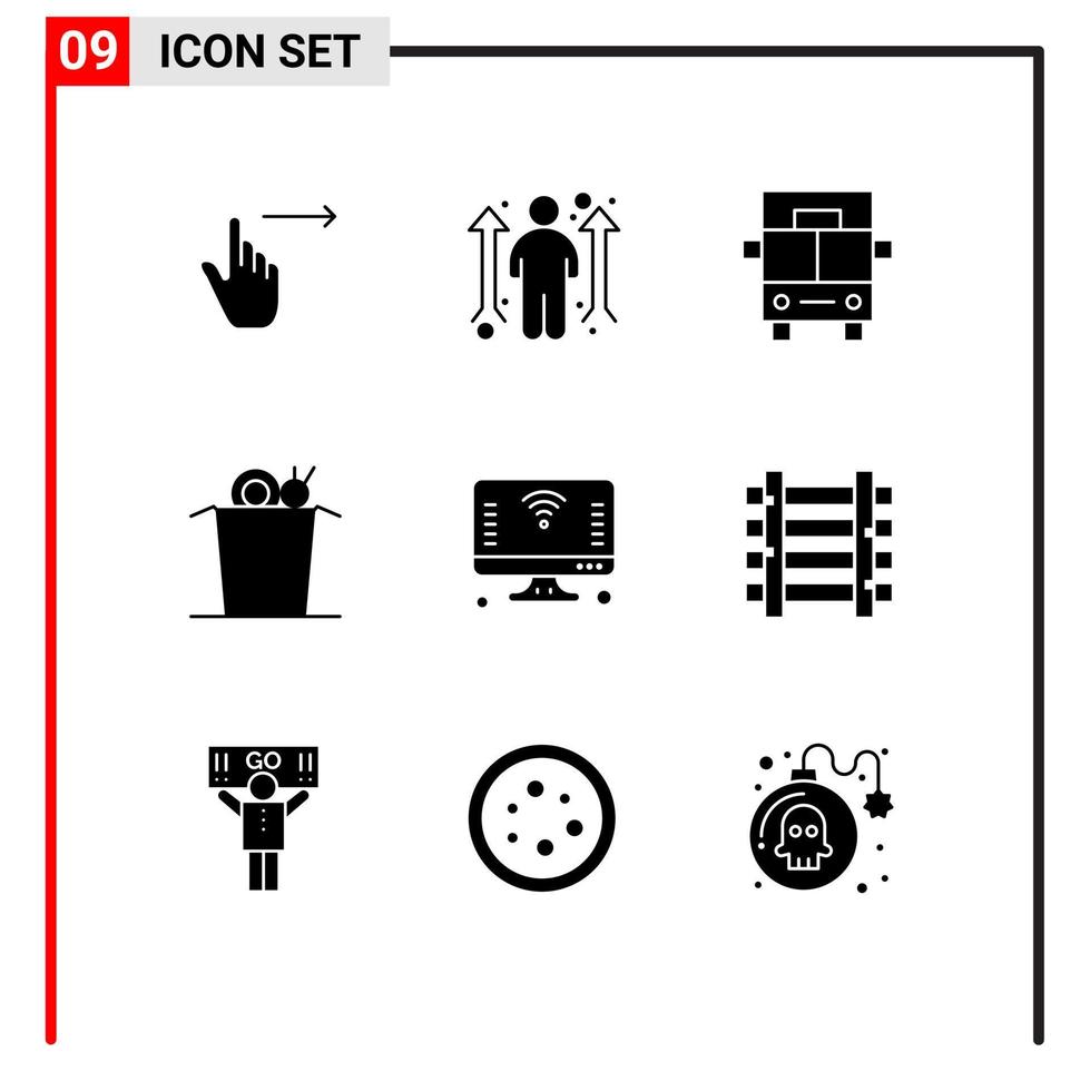 ensemble de 9 symboles d'icônes d'interface utilisateur modernes signes pour iot ordinateur opportunité tasse nouilles éléments de conception vectoriels modifiables vecteur