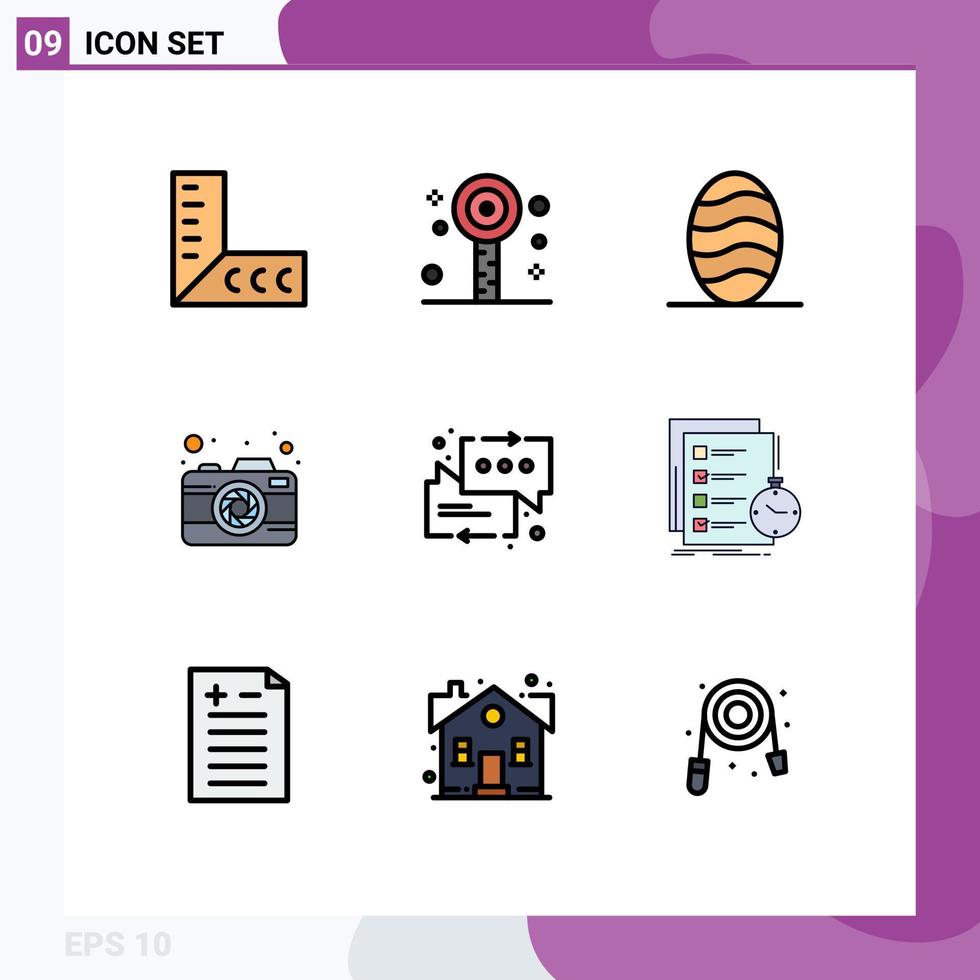 9 icônes créatives signes et symboles modernes de messages fléchés pain chat image éléments de conception vectoriels modifiables vecteur