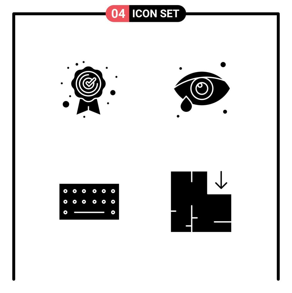 pack de 4 signes et symboles de glyphes solides modernes pour les supports d'impression Web tels que le meilleur schéma de matériel de soins oculaires d'appartement de qualité éléments de conception vectoriels modifiables vecteur