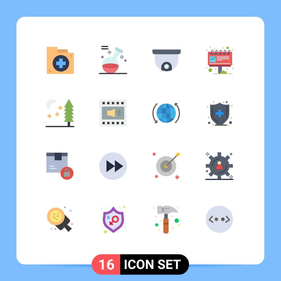 interface mobile jeu de couleurs plates de 16 pictogrammes de publicité de nuit annonce spa marketing pack modifiable d'éléments de conception de vecteur créatif