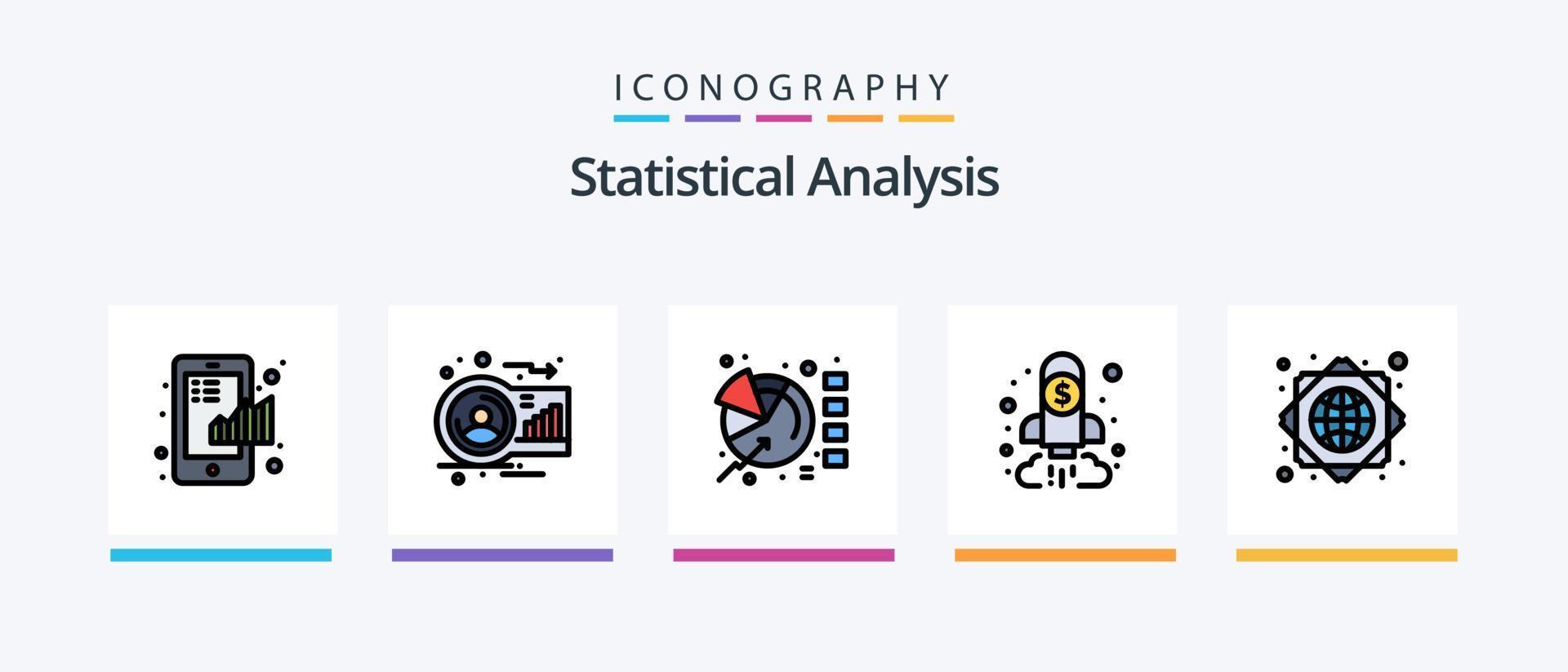 ligne d'analyse statistique remplie de 5 icônes comprenant des statistiques. graphique. graphique. diagramme. argent. conception d'icônes créatives vecteur