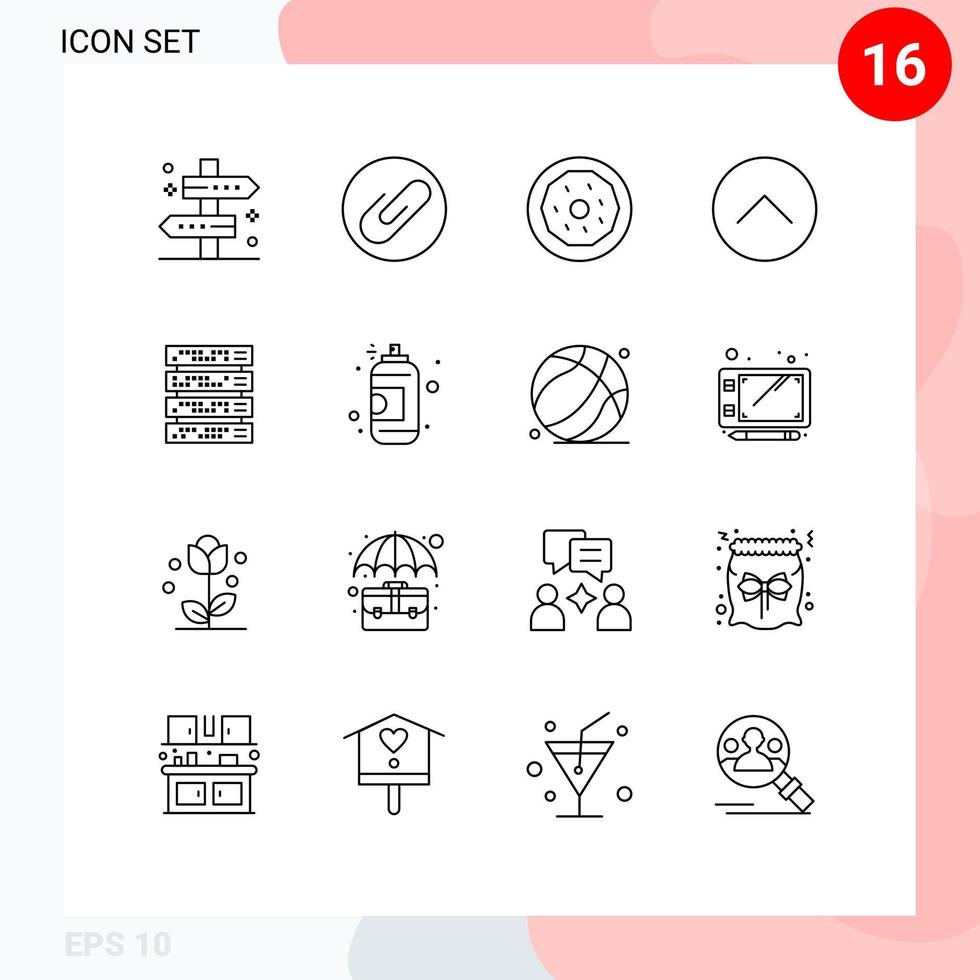 groupe de 16 contours signes et symboles pour rack multimédia dessert lecteur multimédia éléments de conception vectoriels modifiables vecteur