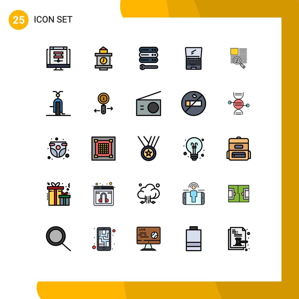 ensemble de 25 symboles d'icônes d'interface utilisateur modernes signes pour la ligne ordinateur portable serveur dispositif éléments de conception vectoriels modifiables par ordinateur vecteur