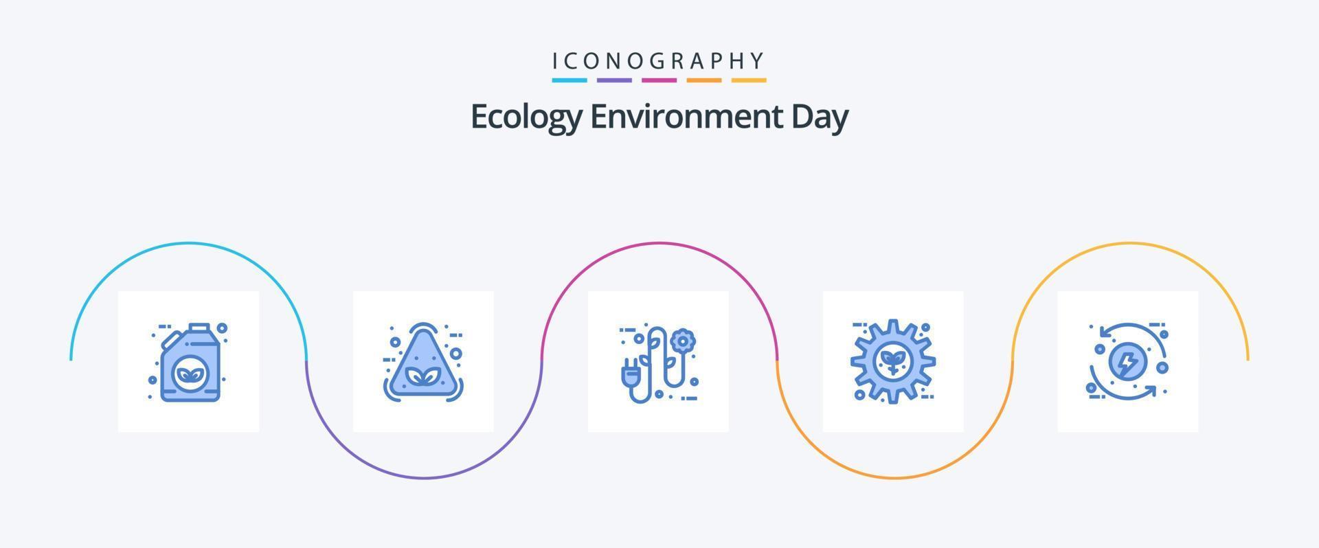 pack d'icônes bleu écologie 5, y compris le processus. préférence. éco. engrenage. éco vecteur