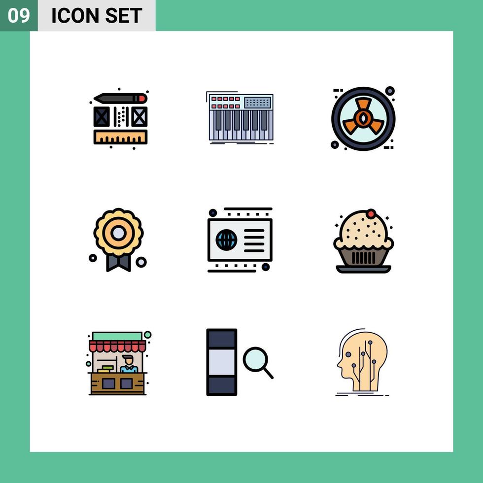 symboles d'icônes universels groupe de 9 couleurs plates modernes de carte de débit certificat de qualité écologique éléments de conception vectoriels modifiables vecteur