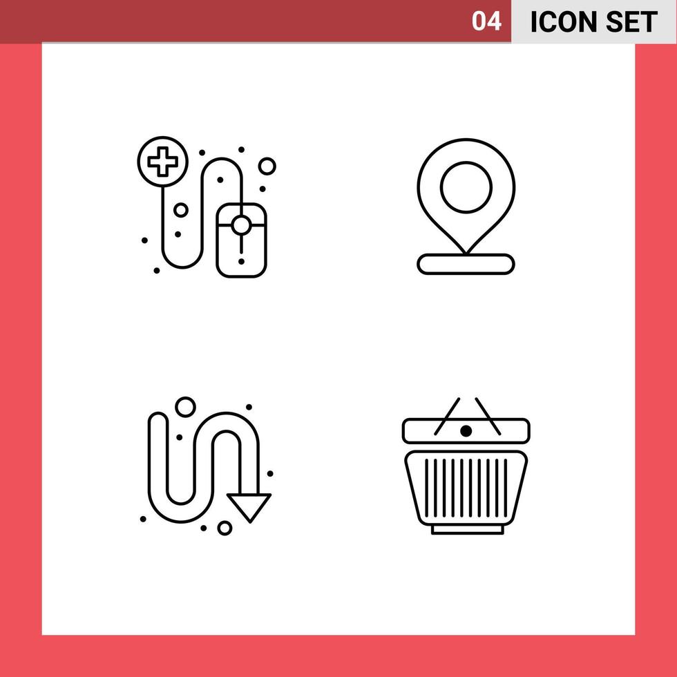 ensemble de 4 symboles d'icônes d'interface utilisateur modernes signes pour l'emplacement de l'indicateur en ligne pin panier éléments de conception vectoriels modifiables vecteur